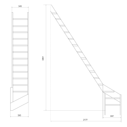 Drewniane schody młynarskie zabiegowe lewe - "Kopenhaga 545"