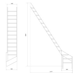 Drewniane schody młynarskie zabiegowe prawe - "Kopenhaga 645"