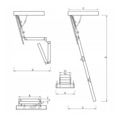 Drewniane schody strychowe GREENLINE 120x70 35mm