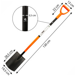 Szpadel Prosty Metalowy Czarny 130 cm