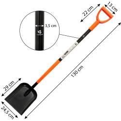 Łopata Prosta Kwadratowa Metalowa Czarna 130 cm