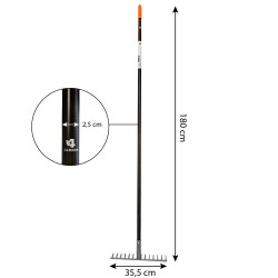 Grabie Ogrodowe 14-zębne Metalowe do Liści Trawy 180 cm