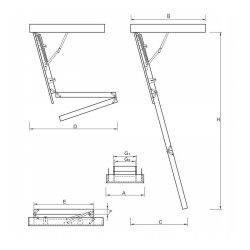 Drewniane schody strychowe GREENLINE 120x70 35mm