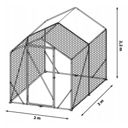 Metalowa Klatka Dla Drobiu Kurnik 2x3x2,2m 4iQ rurki 19mm