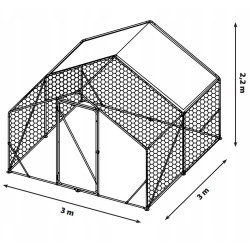 Metalowa Klatka Dla Drobiu Kurnik 3x3x2,2m 4iQ rurki 19mm