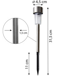 Lampa solarna srebrna 4,5x31cm - 4 sztuki